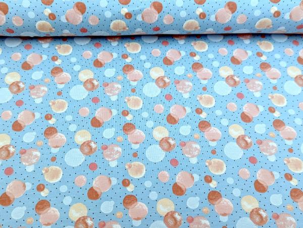 Baumwolljersey Kleine Kreise Dots Pastell Hellblau